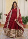 Embroidered Work Georgette Readymade Floor Length Gown - 4