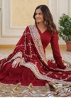 Embroidered Work Georgette Readymade Floor Length Gown - 1