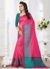 Thread Work Rose Pink and Teal Contemporary Style Saree - 1