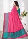 Thread Work Rose Pink and Teal Contemporary Style Saree - 2