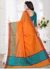 Orange and Teal Thread Work Traditional Saree - 2