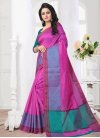 Thread Work Rose Pink and Teal Contemporary Saree - 1