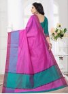 Thread Work Rose Pink and Teal Contemporary Saree - 2