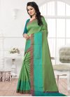 Thread Work Olive and Teal Trendy Classic Saree - 1