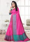 Rose Pink and Teal Contemporary Style Saree For Ceremonial - 1