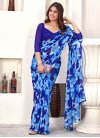 Blue and Navy Blue Georgette Trendy Classic Saree For Casual - 1