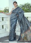 Print Work Tussar Silk Designer Traditional Saree For Ceremonial - 2