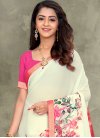 Off White and Rose Pink Designer Contemporary Style Saree - 1