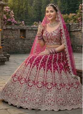 Net Embroidered Work Designer Lehenga Choli in Rose Pink