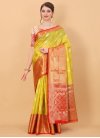 Woven Work Red and Yellow Traditional Designer Saree - 1