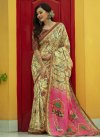 Digital Print Work Gold and Hot Pink  Designer Traditional Saree - 1