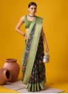 Cotton Silk Black and Mint Green Designer Contemporary Style Saree - 1