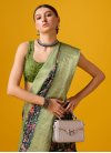 Cotton Silk Black and Mint Green Designer Contemporary Style Saree - 3