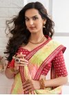 Chiffon Embroidered Work Mint Green and Pink Designer Traditional Saree - 1