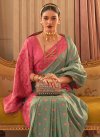 Cotton Silk Hot Pink and Sea Green Traditional Designer Saree - 1