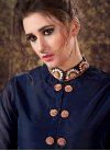 Latest Embroidered Work Brown and Navy Blue Art Silk Readymade Designer Suit - 1