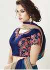 Lace Work Navy Blue and Teal Traditional Saree - 1
