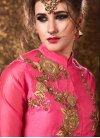 Brown and Rose Pink Beads Work Readymade Designer Suit - 1