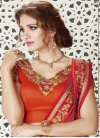 Coral and Rose Pink Satin Georgette Traditional Saree - 1