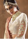 Cream and Red Embroidered Work Half N Half Trendy Saree - 1