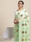 Faux Georgette Resham Work Mint Green and White Trendy Classic Saree - 1