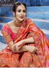 Beads Work Coral and Pink Trendy Classic Saree - 1