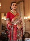 Beige and Red Designer Contemporary Style Saree For Festival - 1