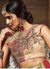 Sightly Faux Georgette Beige and Red Half N Half Saree For Party - 1