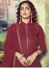 Embroidered Work Faux Georgette Palazzo Style Pakistani Salwar Suit - 1