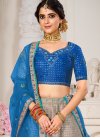 Silk Beads Work Blue and Grey Trendy Designer Lehenga Choli - 1