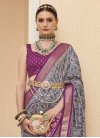 Grey and Purple Patola Silk Traditional Designer Saree - 1