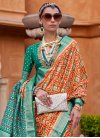 Patola Silk Green and Orange Trendy Designer Saree - 2