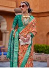 Patola Silk Green and Orange Trendy Designer Saree - 1