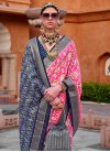 Navy Blue and Rose Pink Trendy Saree For Festival - 2
