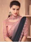 Black and Pink Embroidered Work Traditional Saree - 1