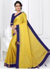 Gold and Navy Blue Beads Work Trendy Saree - 1