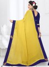 Gold and Navy Blue Beads Work Trendy Saree - 2