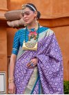 Lavender and Teal  Patola Silk Trendy Classic Saree - 2