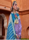 Lavender and Teal  Patola Silk Trendy Classic Saree - 1