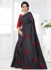 Embroidered Work Black and Red Contemporary Saree - 1