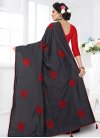 Embroidered Work Black and Red Contemporary Saree - 2