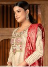 Cream and Red Palazzo Salwar Suit - 1