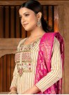 Cream and Rose Pink Palazzo Salwar Suit For Ceremonial - 1