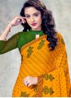 Faux Chiffon Green and Orange Trendy Classic Saree For Casual - 1