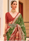 Olive and Red Trendy Classic Saree - 2