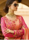 Coral and Rose Pink Contemporary Style Saree - 1