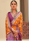 Orange and Purple Silk Blend Designer Contemporary Style Saree - 2