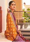 Orange and Purple Silk Blend Designer Contemporary Style Saree - 1