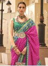 Print Work Silk Blend Green and Rose Pink Trendy Classic Saree - 1