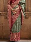Green and Red Traditional Designer Saree - 2